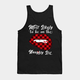 Most Likely to be on the Naughty List Sexy Christmas Plaid Tank Top